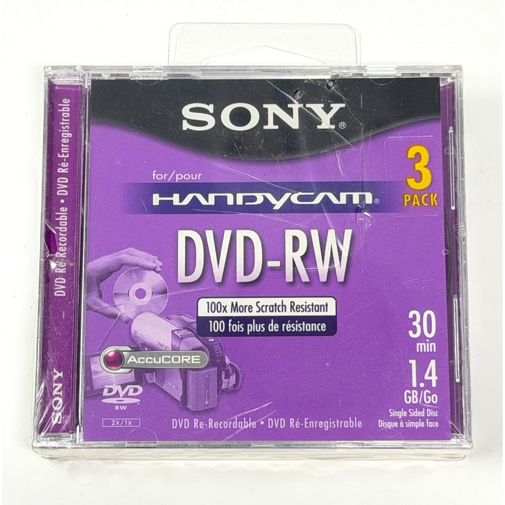 Sony Handycam DVD-RW 3 Pack Mini 8cm 1.4GB 30 Min AccuCORE Sealed